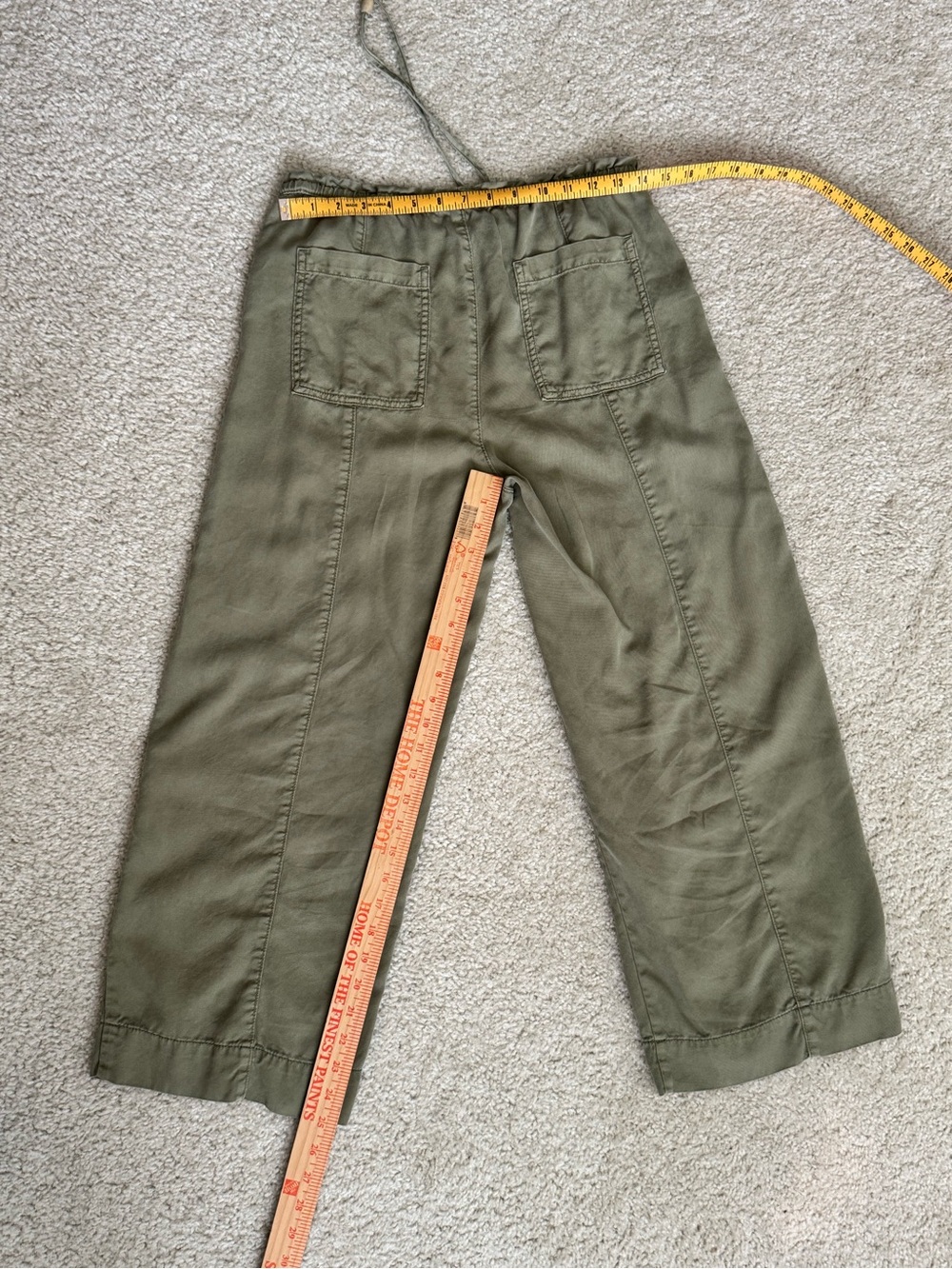 🔹 Joie Soft Lyocell Wide Leg Crop Pants Size Small Olive Green - Picture 6 of 6